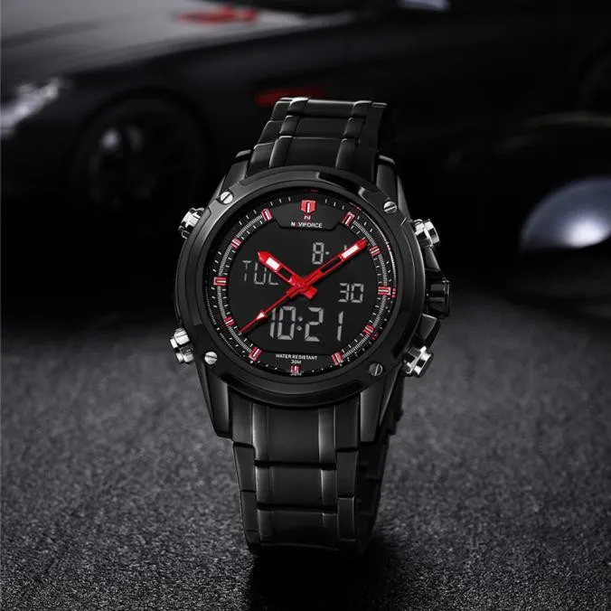 

Luxury Brand Casual Unique Military Sports Men's Watches Dual-display Multi-function Stainless Steel Wrist watches Relogio Gift