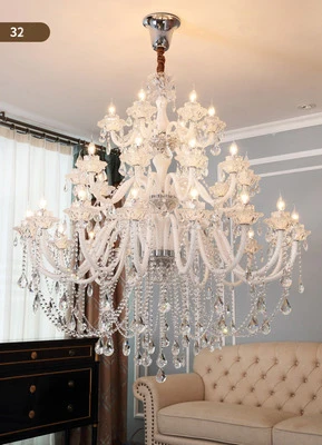 European Candle Crystal Lamp Living Room Large Crystal Chandelier Lighting Modern Atmosphere Restaurant Bedroom Hanging Lamps - Цвет абажура: 32 light