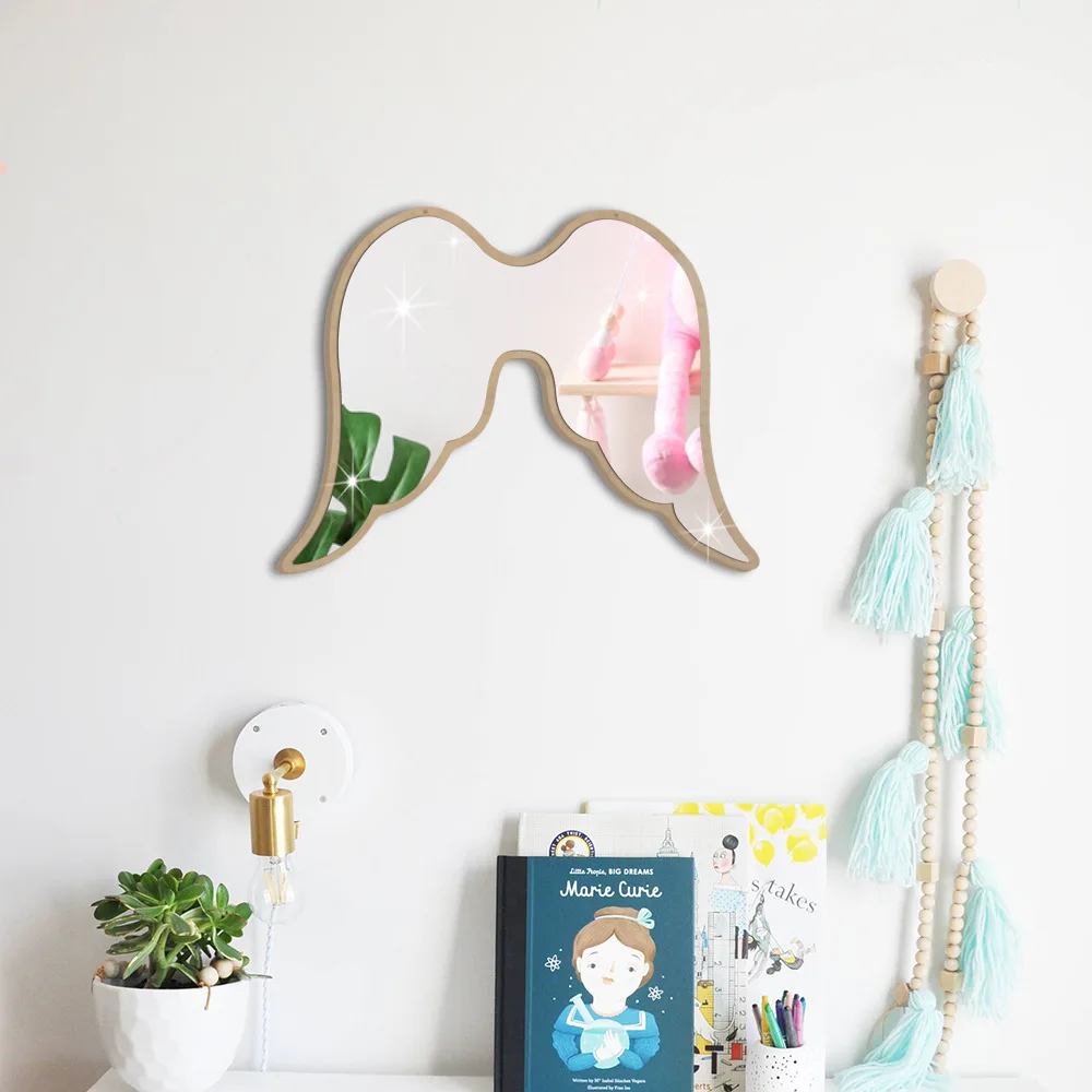 Funlife 5 مجموعات من جديد funlife جديد الإبداعية مرآة ملصقات الملاك الجناح الأطفال ins الرياح غرفة نوم الخشب الحبوب ستريت ملصقا