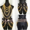 Cinturón de cadena con borla para club nocturno, hebilla de metal, faja ancha, accesorios de correa de cuero ► Foto 3/6