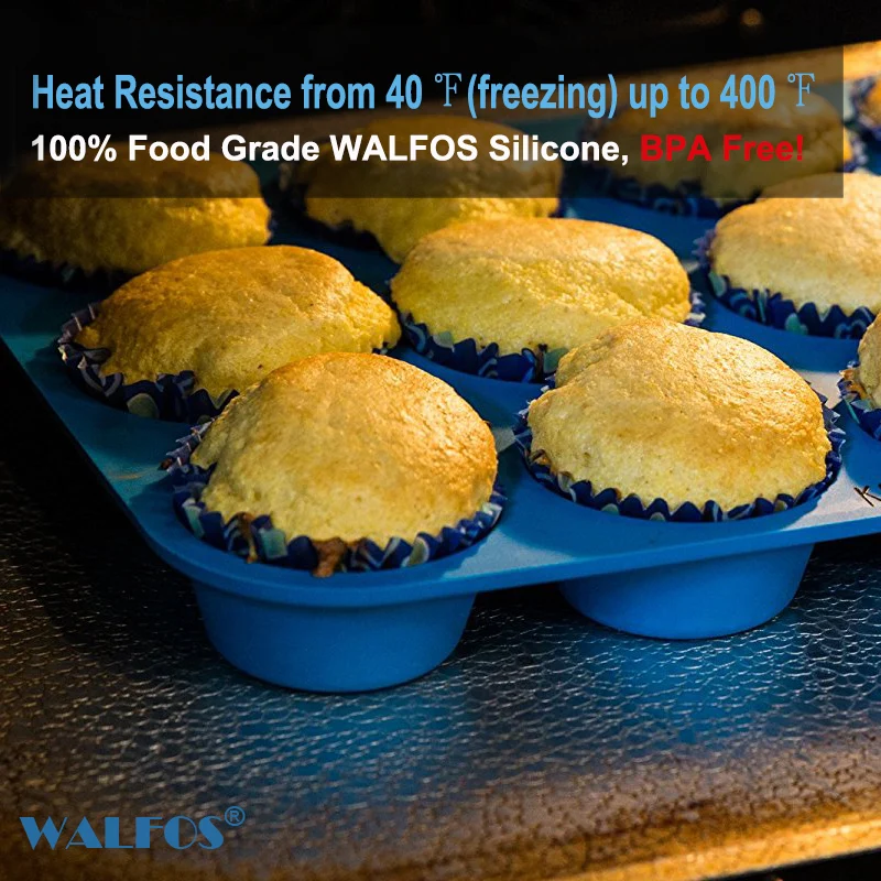 WALFOS 100% настоящая силиконовая сковорода для кексов мини форма силиконовый