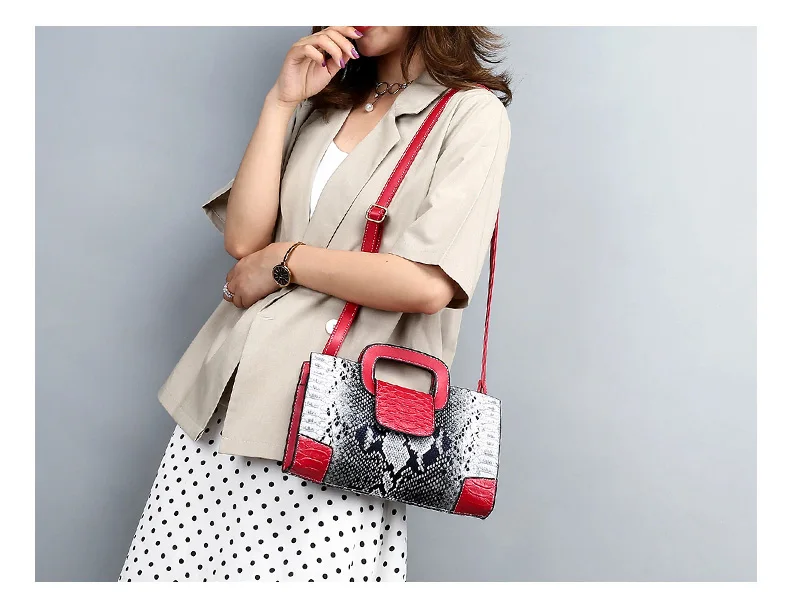 Популярная модная женская сумка со змеиным узором, кожаная женская сумка через плечо, брендовая роскошная женская сумка через плечо, сумка-тоут для леди