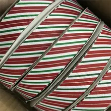 Сумасшедшая скидка " 25 мм красный зеленый Рождество Stipes напечатаны Grosgrain ленты для вечерние аксессуары для волос, вечерние, подарочная упаковка 100 ярдов