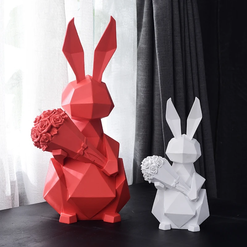 

Creative geometric art rabbit home decorations Beautiful animal rabbit desktop ornaments