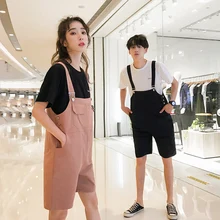 Горячие корейские повседневные шорты комбинезоны тренд дикие мужские Свободные Комбинезоны Молодежный красивый пара нагрудник шорты высокого качества Размер S-2XL