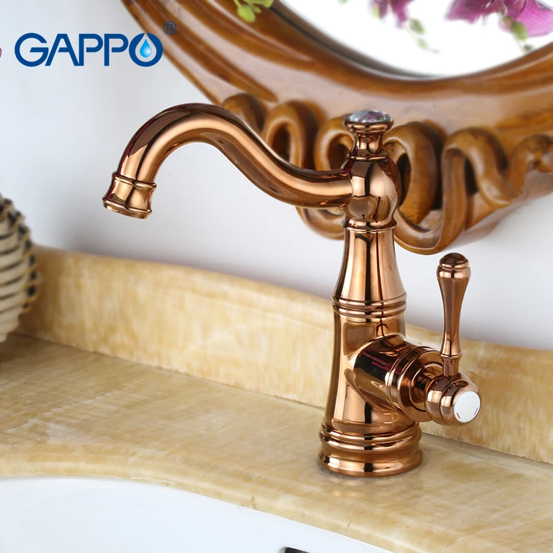 

GAPPO Basin Faucets rose gold waterfall faucet deck mounted basin sink mixer taps bathroom waterfall water taps