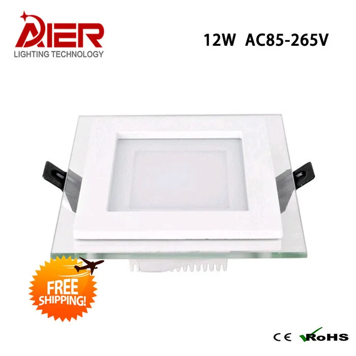 Светодиодная стеклянная панель свет 12 FedEx Бесплатная доставка теплый белый/белый, AC85-265V