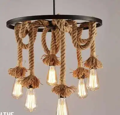 Винтажная веревка подвеска в форме колеса Свет Лофт креативная промышленная лампа Эдисона лампа американский стиль для украшения гостиной