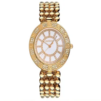 

Golden BAOSAILI Ladies Wristwatches Top Brand Luxury Dress Big Round Dial Women Rhinestones Watches Fashion Diamond Quartz Clock