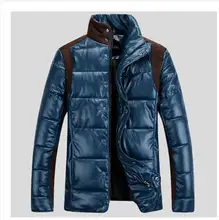 2014 Men warm winter leather jacket male plus size cotton padded clothes outwear jaquetas masculinas inverno S497