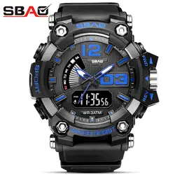 SBAO мужские спортивные часы с двойным дисплеем аналоговые цифровые светодиодный кварцевые часы водонепроницаемые наручные часы Relogio Masculino