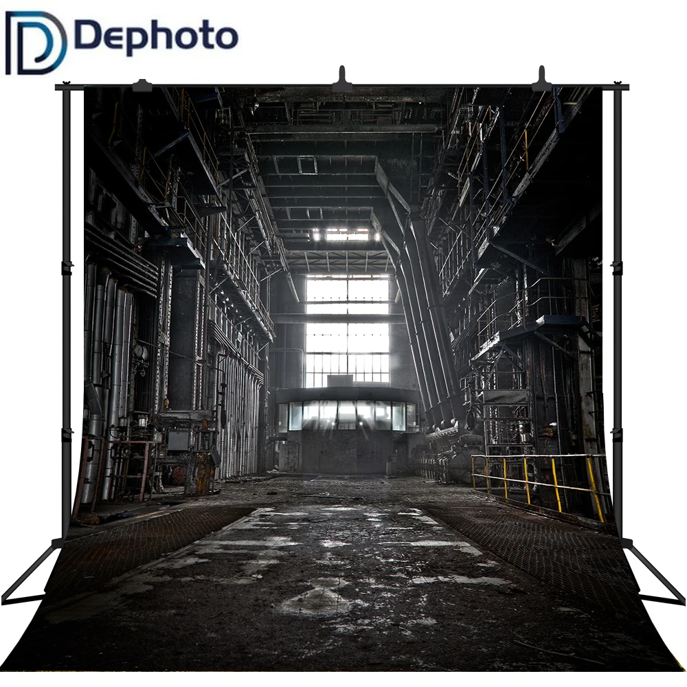 DePhoto Vintage Photo Studio Backgrounds Black Factory Windows Mechanical for Young Sport Photographic Camera Backdrop Vinyl | Электроника