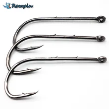 Rompin рыболовный крючок, 50 шт., 6 #-6/0 #, рыболовный крючок, Большой Крючок черного цвета, 92247 режущий хвостовик, крючки из высокоуглеродистой стал...