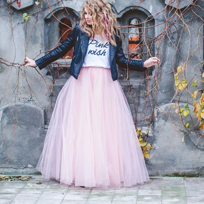 

Custom Long Pink Tulle Skirt 5 Layers Blush Soft Tulle Bridesmaid Skirts Vintage Secret Floor Length Wedding Party Skirt