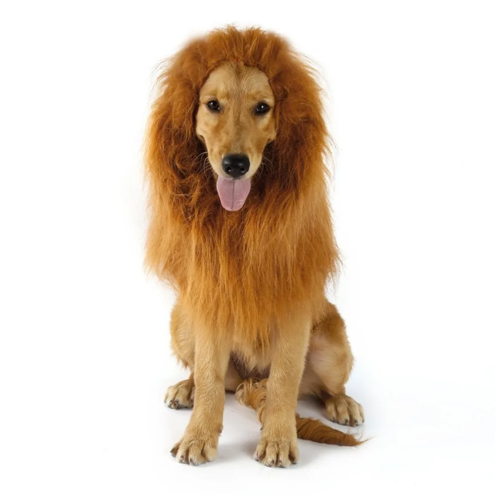 Pet Costume Lion Mane Wig w// Ears for Large Dog Halloween Clothe Fancy Dress up