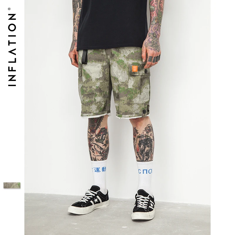 

INFLATION Brand Fashion Camoflage Shorts Men's Straight Casual Slim Fit Shorts Men Hip Hop Novelty Shorts 8417S