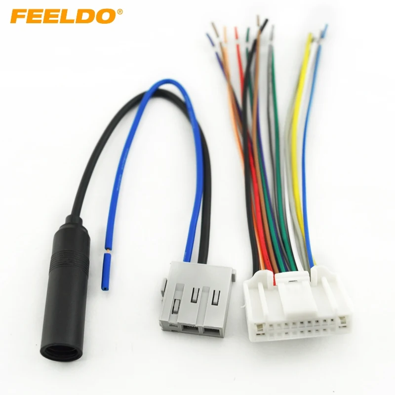 Feeldo 1set Car Audio Stereo Wiring Harness Antenna