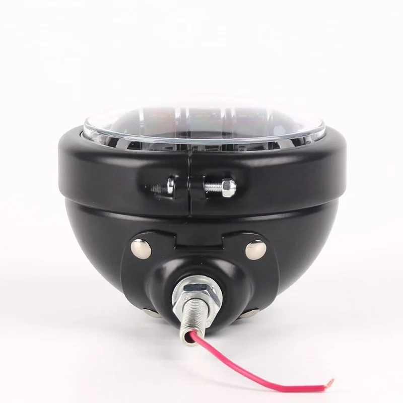 Pair BlackChrome LED Motorcycle Headlight Front Passing Fog Light Universal 12V with Housing Bracket For Harley Motorcycle (2)