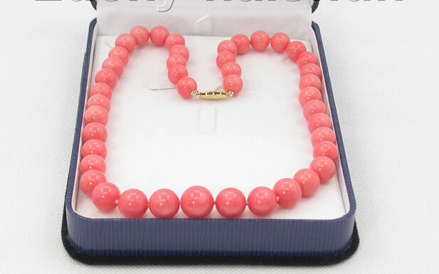 

>>>>>>GRADUATED 19" 100% NATURAL 14MM pink CORAL NECKLACE 14K GOLD CLASP j7889