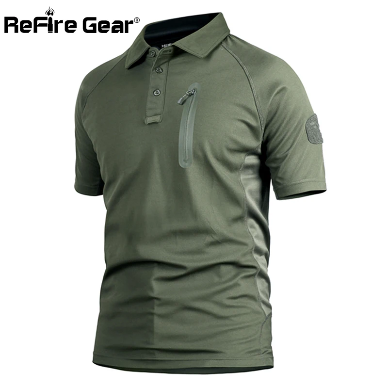 

ReFire Gear Men's Tactical Military T Shirt Summer Army Force Camouflage T-shirt for Man Breathable Pocket Short Sleeve T Shirts