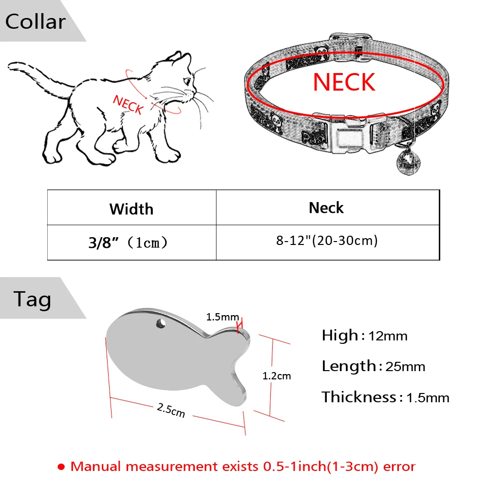 Fluorescence Cat Collar Customized Nylon Dog Cats Collars Personalized Cat Collar and Tags For Small Pets Kitten with Bell Fluorescence Cat Collar Customized Nylon Dog Cats Collars Personalized Cat Collar and Tags For Small Pets Kitten with Bell