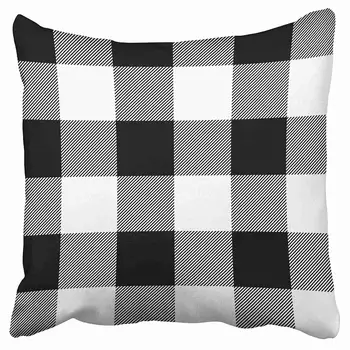 

Throw Pillow Covers Rustic Black and White Buffalo Check Plaid Outdoor Double Sided Pillowcase Cushion Case Protectors Inches