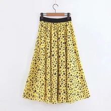 Женские Новые леопардовые юбки летние пляжные женские шикарные Плиссированные Миди юбки с животным принтом boho girls Высокая талия желтая юбка jupe