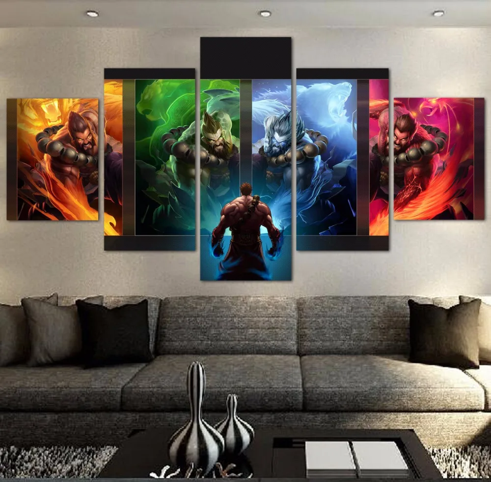 

League of Legends Game Painting 5 Pieces Home HD Print Painting Artwork The Wall Art Paintings Canvas Wall Art Living Room