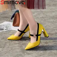 Smirnova แฟชั่นฤดูใบไม้ผลิฤดูใบไม้ร่วงผู้หญิงปั๊มรองเท้างานแต่งงาน flock ชี้ toe รองเท้าส้นสูงรองเท้า 2020 ใหม่มาถึงรองเท้าผู้หญิง