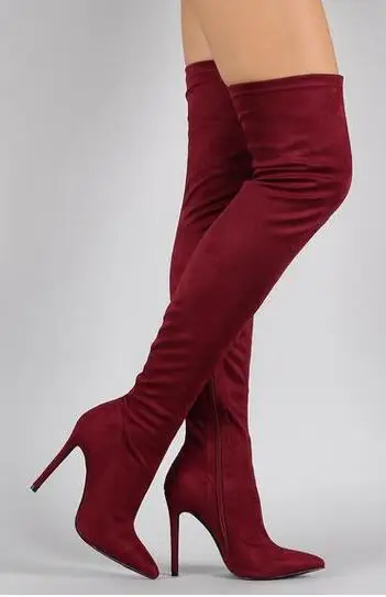 Здесь продается  Top Selling  Winter New Stretch Fabric Over the Knee High Heel Boots Sexy Pointed Toe Thin Thigh High Heel Woman Long Boots  Обувь