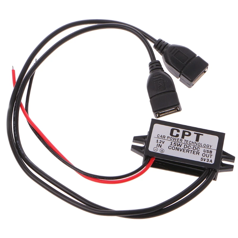 DC Converter 12V To 5V 3A Double 2 USB To Auto Power Regulator Voltage Step Down 15W 3A,Total 50mV (MAX) 20M-band Width