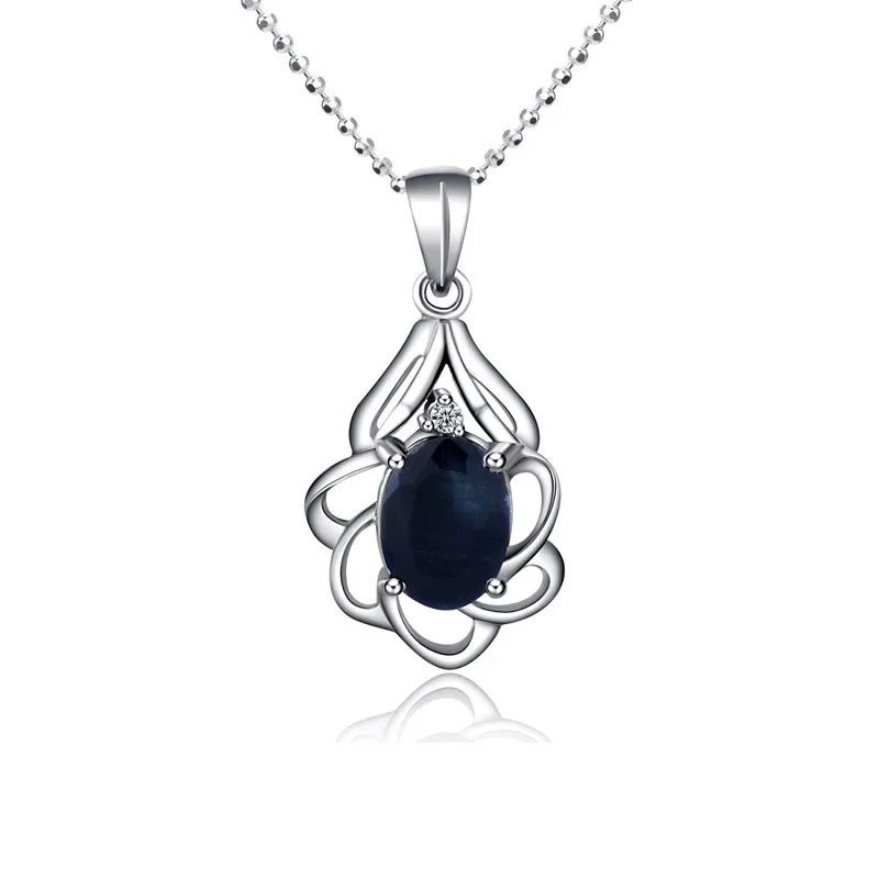 

Blue Natural Sapphire Flower Gift 925 Sterling Silver Pendant