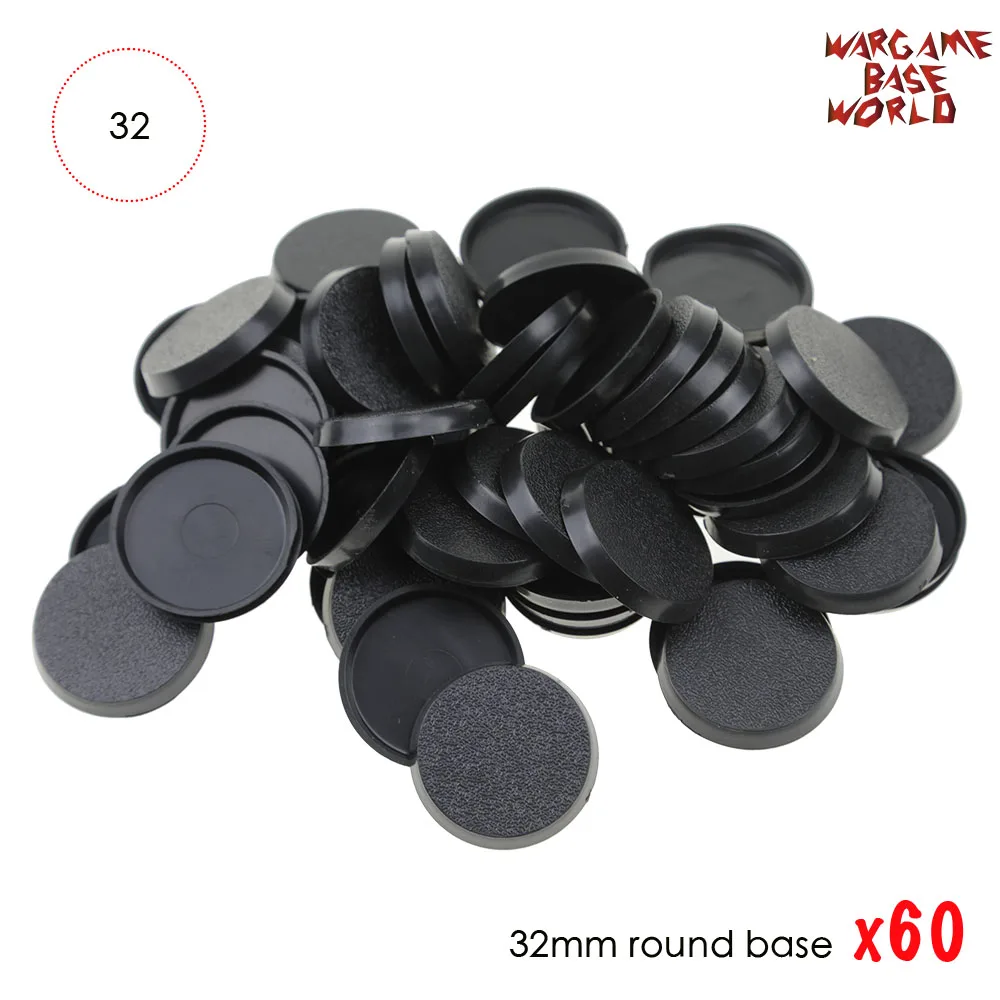 Lot-Of-60-32mm-Round-Bases-For-Games основания круглый пластик