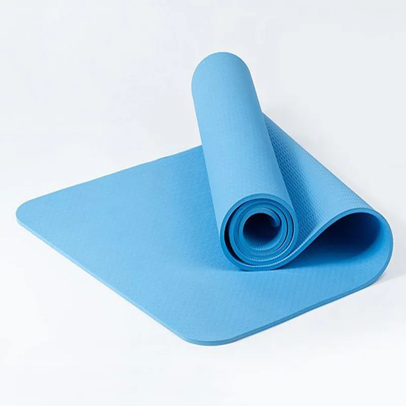 6 мм TPE Нескользящие унисекс коврики для йоги для фитнеса тонкие гимнастические коврики йога перчатки для УПРАЖНЕНИЙ пилатес безвкусные пляжные коврики 183*61*0,6 см - Цвет: Небесно-голубой