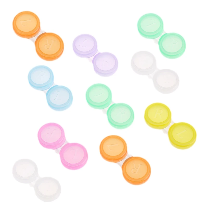 

10x Sets of Contact Lens Cases Holders Storage Soaking Box Travel Solution L+R