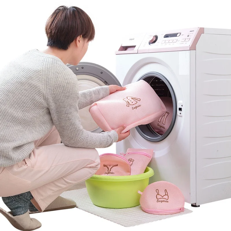 

Thicken Double Layer Laundry Bags Embroidery Fine Mesh Bra Underwear Cloth Organizer Laundry Storage Machine Wash Care Net Bag