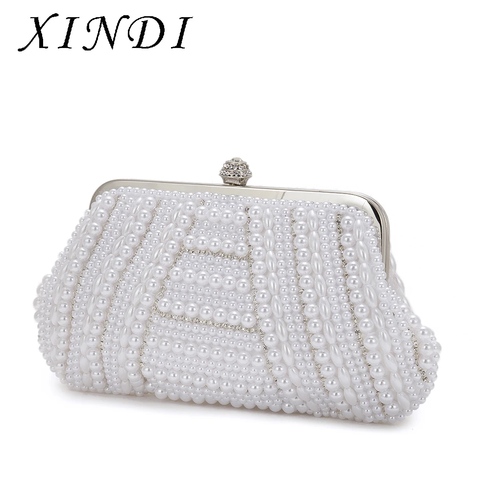 

Pearls women Handbag evening bags Diamond Purse Day Clutches Handbags white rhinestones evening bags for Wedding Party luxurious