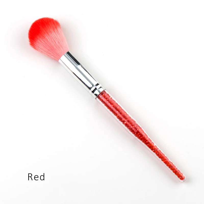 1 шт., мягкая щетка для чистки ногтей, радужные мини-кисти с нержавеющей ручкой, акриловая УФ-Гелевая пудра, очищающая для ухода за ногтями, маникюрные инструменты - Цвет: Red