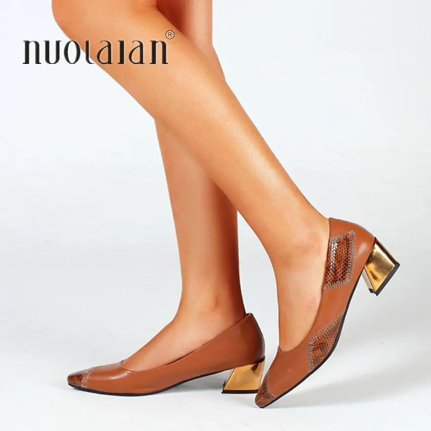 

2019 Brand Shoes Woman High Heels Women Pumps square Heels Women's Shoes Pointed Toe Female Dress Office Shoes size 35-42