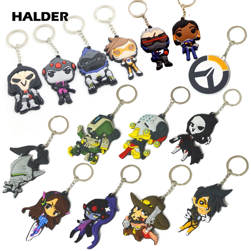 

15 style FPS game Overwatch ow heroes soft log tracer reaper widowmaker Hanzo pendant Llavero Chaveiro PVC Cosplay keychains