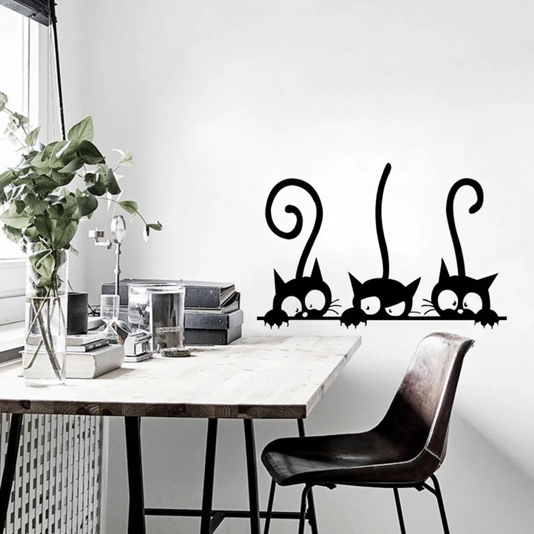 Three Funny Cats Animal Wall Sticker Household Room PVC Window Decals Mural Removable 3D Wall Stickers DIY Decoration Home Decor