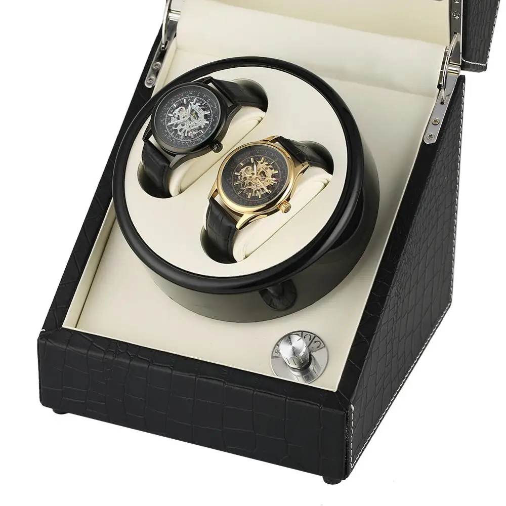 

US/UK/AU/EU Plug Automatic Watch Box Luxury for 2 Wrist Watches Clock Winder Black Silent Motor Storage Winders remontoir montre