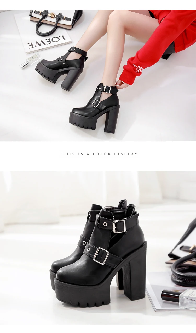 GBHHYNLH/женские ботинки; весенняя обувь; ботинки на платформе и высоком каблуке; женские ботильоны; мотоботы в стиле панк-рок; обувь на платформе; LJA560
