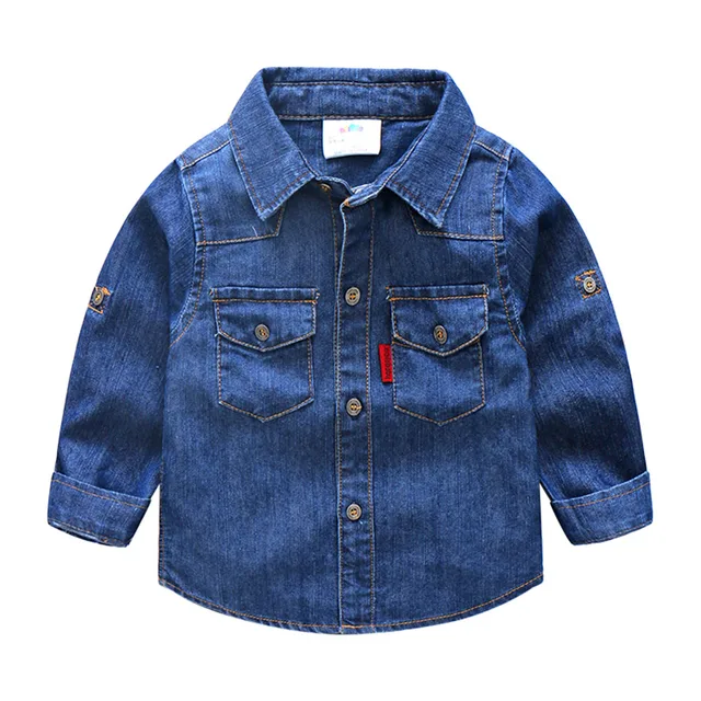 Baby Denim Shirt 2018 Spring New Boys Kids Children Lapel Tops YF02in