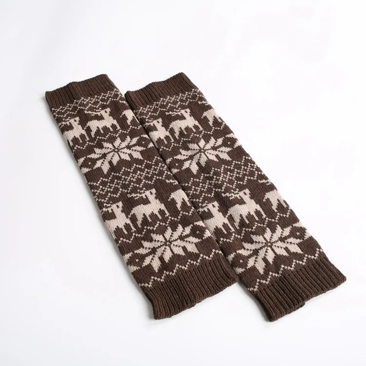 La MaxPa/Лидер продаж; Модные женские зимние теплые вязаные гетры с рождественским оленем в стиле пэчворк; носки; k2156 - Цвет: Dark Coffee-Beige
