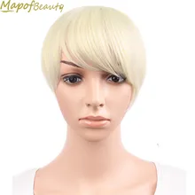 Натуральные толстые накладные волосы, челка, блонд, голубой, розовый, красный, рыжий цвет, на заколках, синтетические волосы, бахрома, термостойкие, MapofBeauty