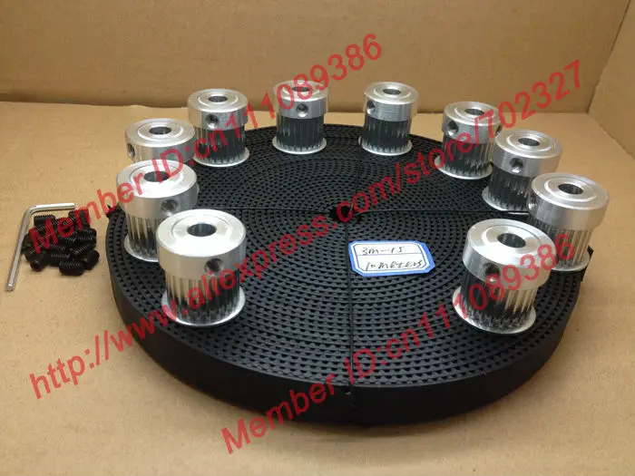 

10pcs 24 teeth 3M Timing Pulley Bore 8mm + 10Meters HTD 3M open ended timing belt width 15mm for laser engraving CNC machines