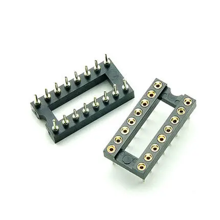 

10pcs/lot DIP-16 Round Hole 16 Pins 2.54MM DIP 2.54 DIP16 IC Sockets Adaptor Solder Type 16 PIN IC Connector In Stock