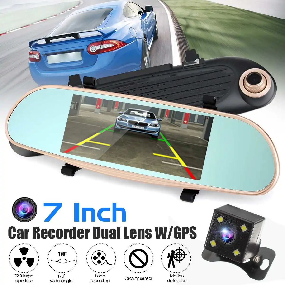 " Автомобильный видеорегистратор Камера с двойным объективом Full HD 1080P Dashcam зеркало заднего вида видеорегистратор Автомобильный видеорегистратор видеокамера ночного видения