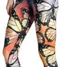 Женские леггинсы для фитнеса с красочными бабочками, быстросохнущие брюки до середины икры, брюки, ropa mujer